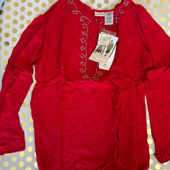 White Stag Red Embellished Long Sleeve Blouse - Picture 2 of 3